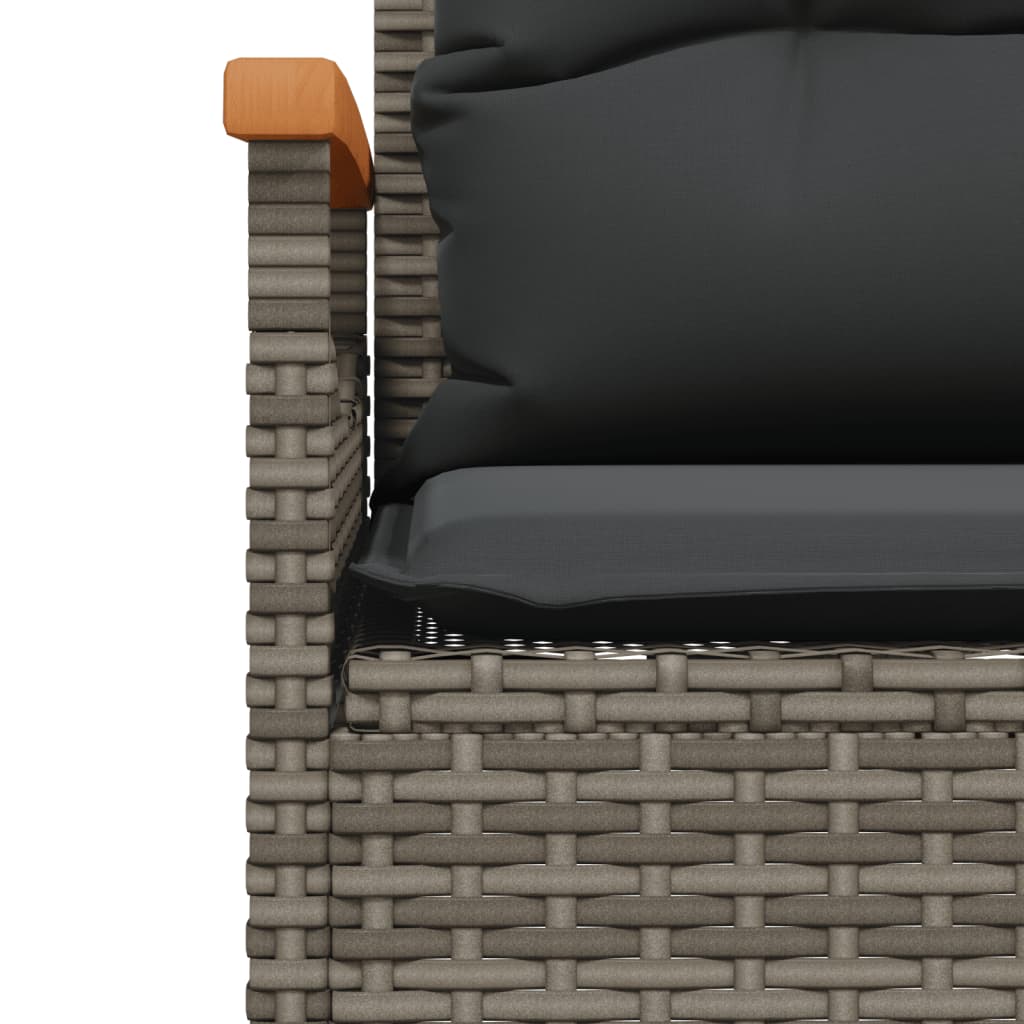 3-delige Loungeset met kussens poly rattan grijs