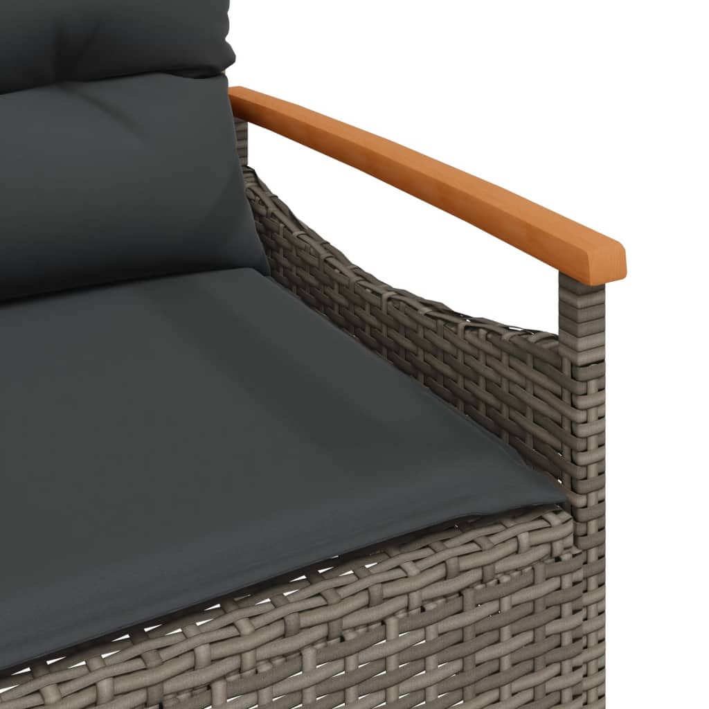 3-delige Loungeset met kussens poly rattan grijs