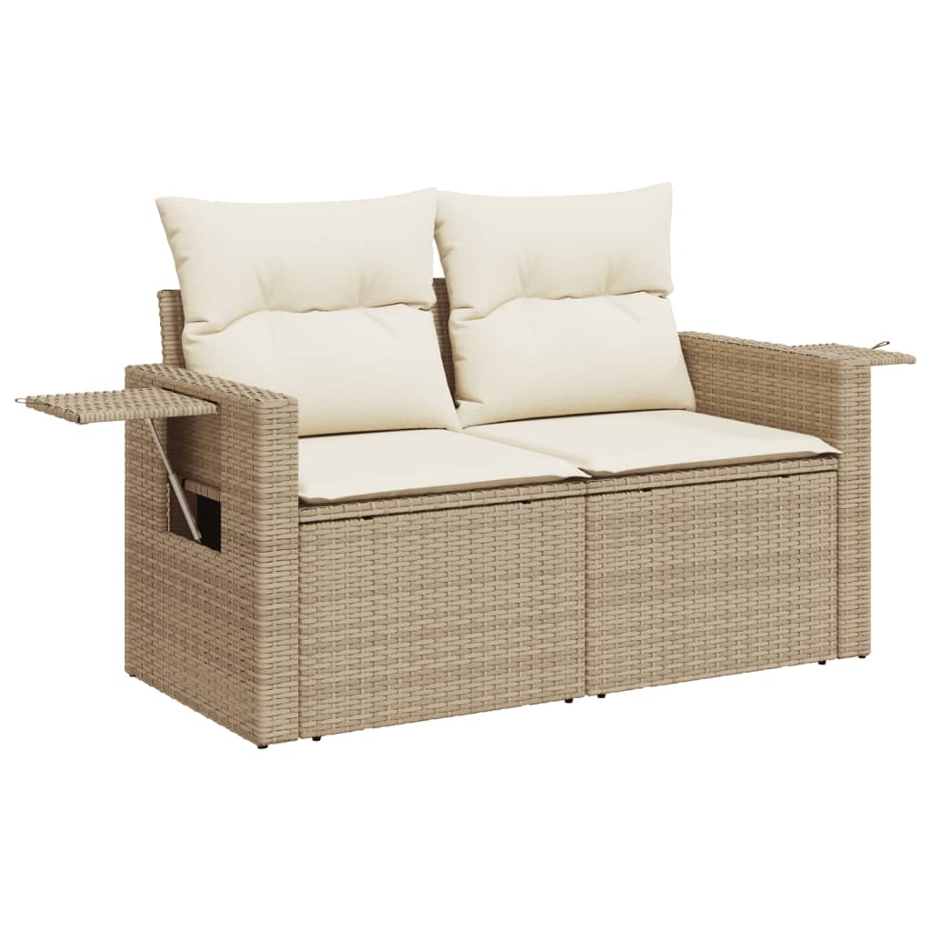 3-delige Loungeset met kussens poly rattan beige