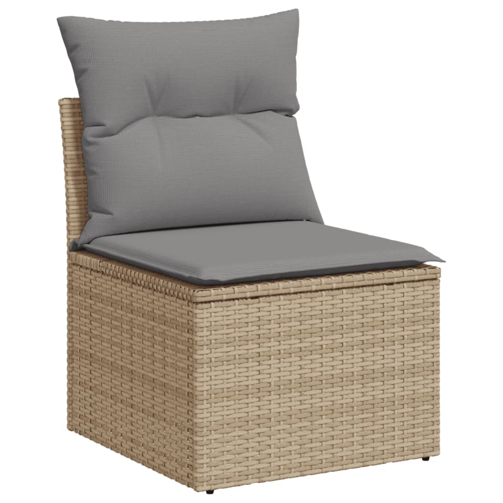 3-delige Loungeset met kussens poly rattan beige