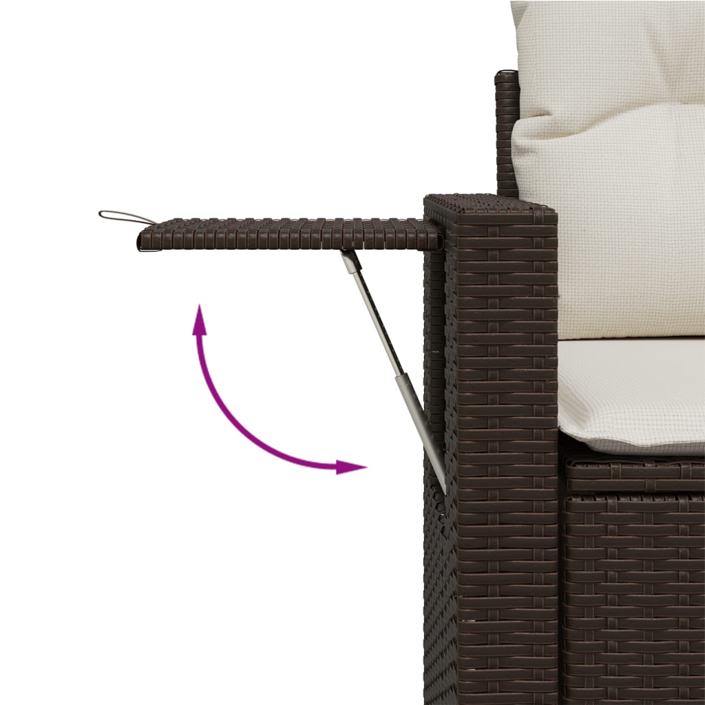 3-delige Loungeset met kussens poly rattan bruin