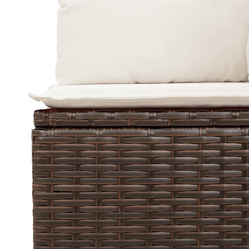 3-delige Loungeset met kussens poly rattan bruin