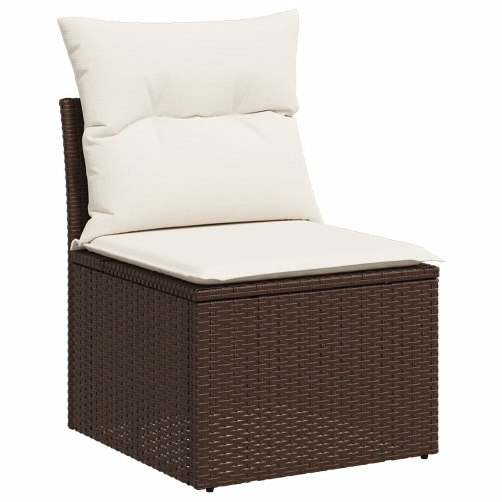 3-delige Loungeset met kussens poly rattan bruin