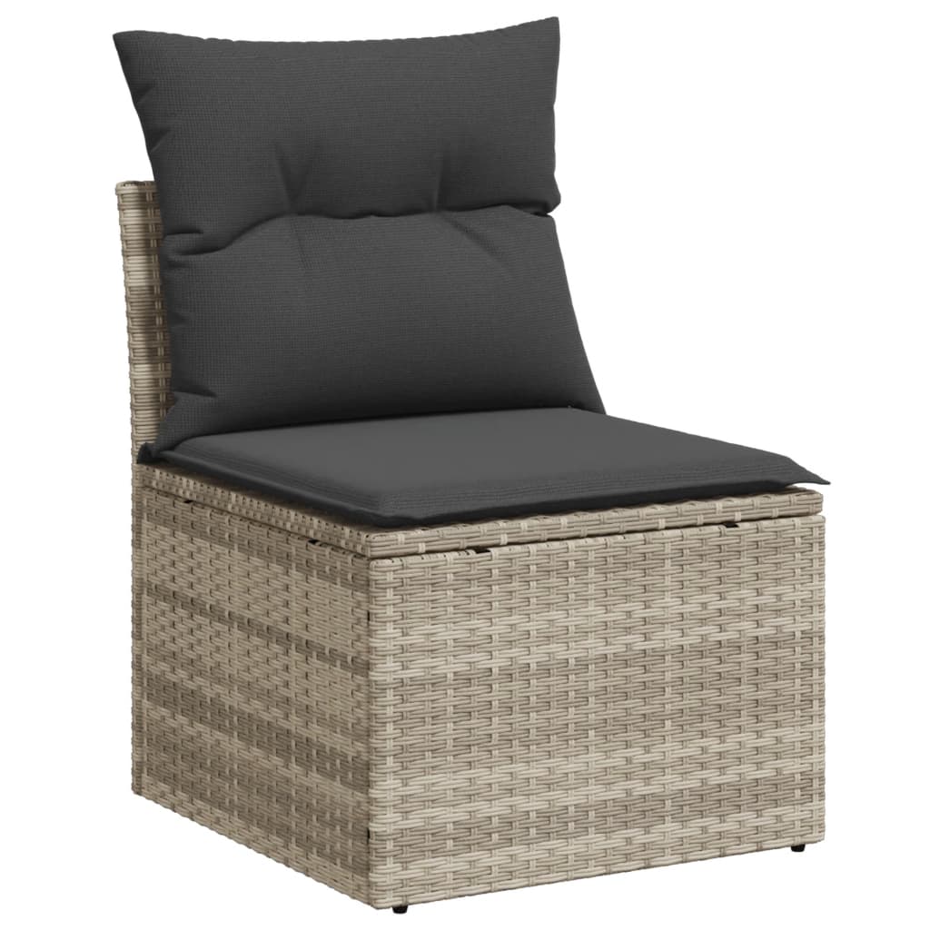 3-delige Loungeset met kussens poly rattan lichtgrijs