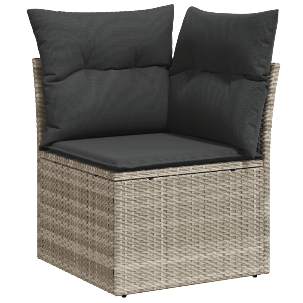 3-delige Loungeset met kussens poly rattan lichtgrijs