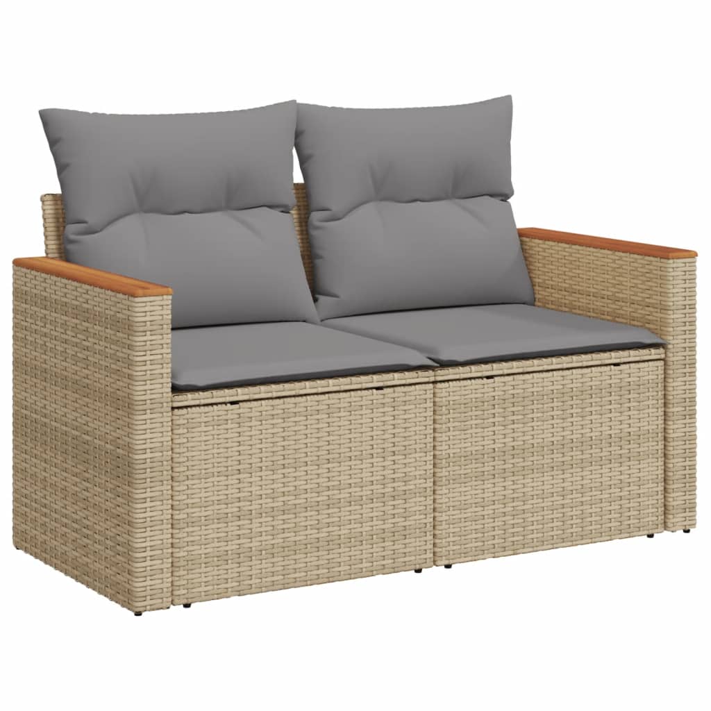 3-delige Loungeset met kussens poly rattan gemengd beige