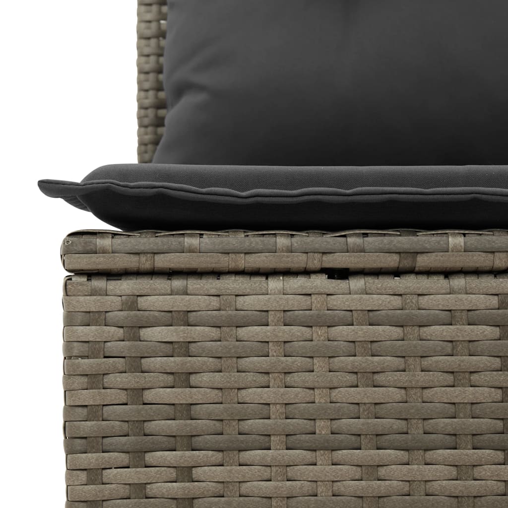 3-delige Loungeset met kussens poly rattan grijs