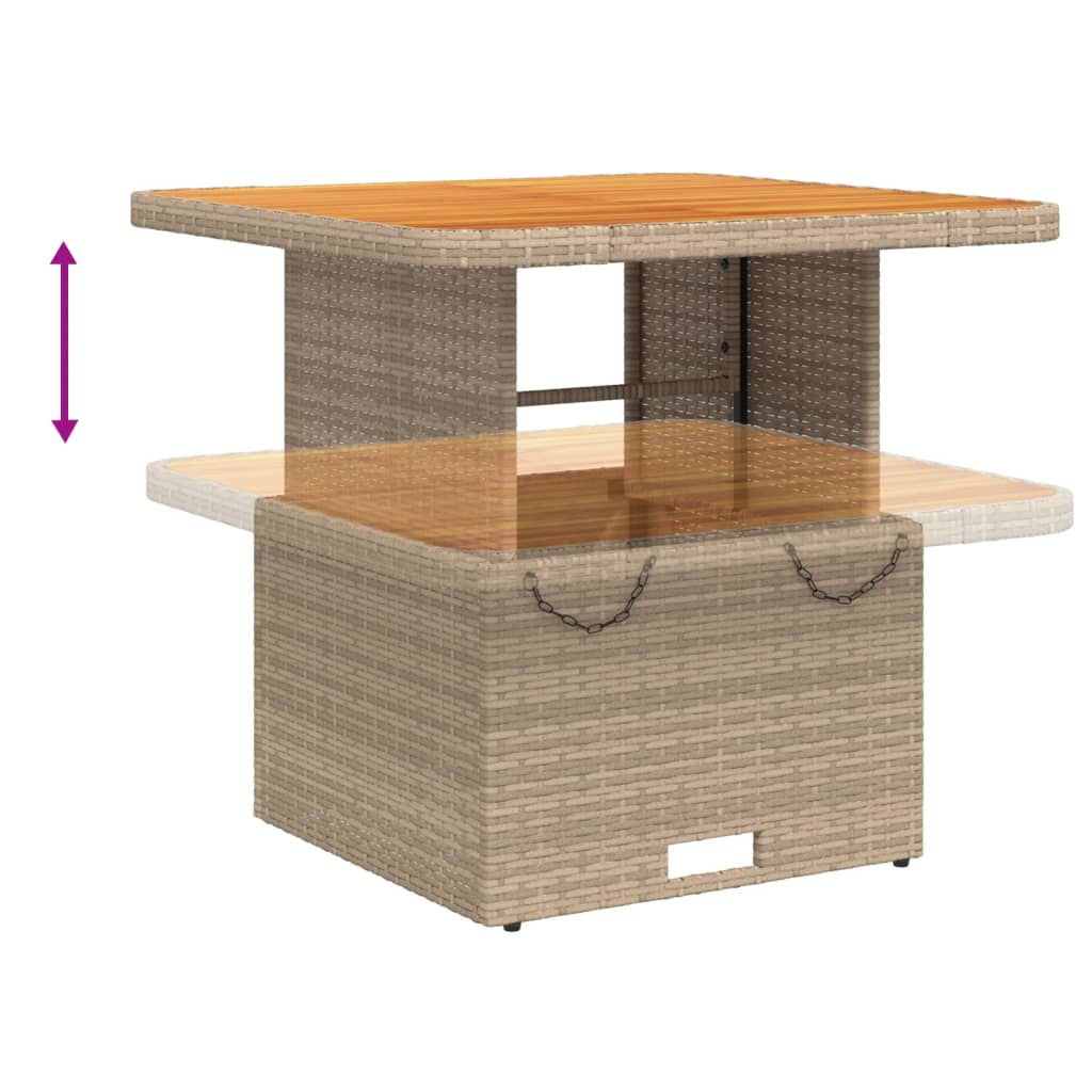 3-delige Bistroset met kussens poly rattan beige