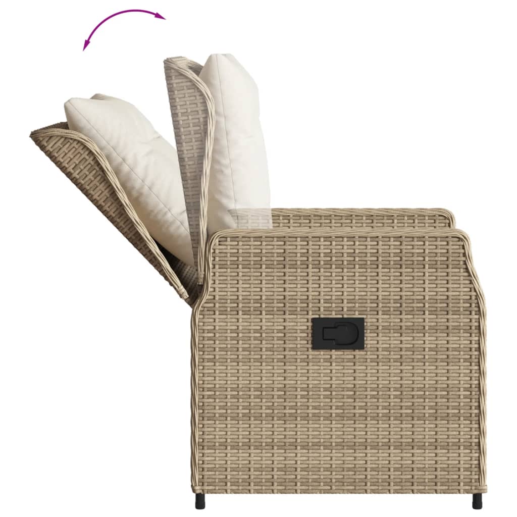 3-delige Bistroset met kussens poly rattan beige