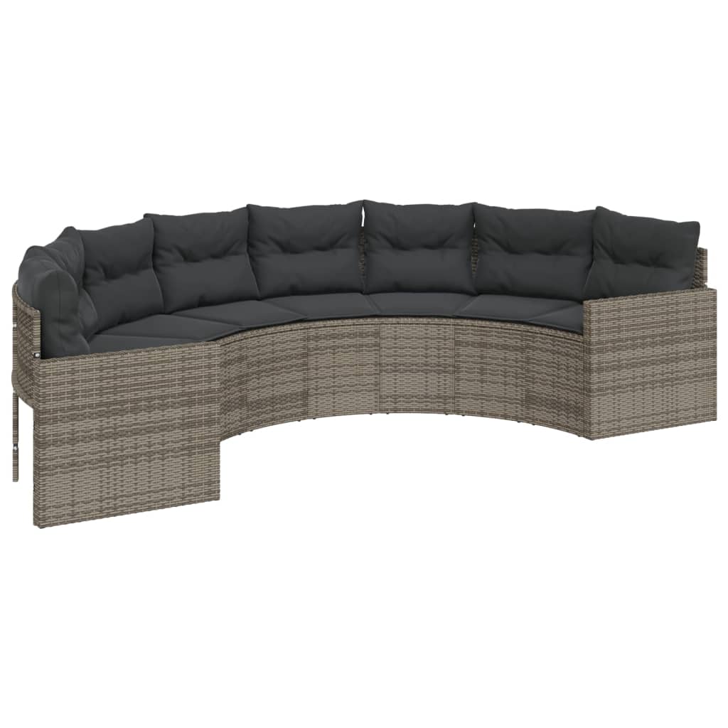 2-delige Loungeset halfrond poly rattan grijs