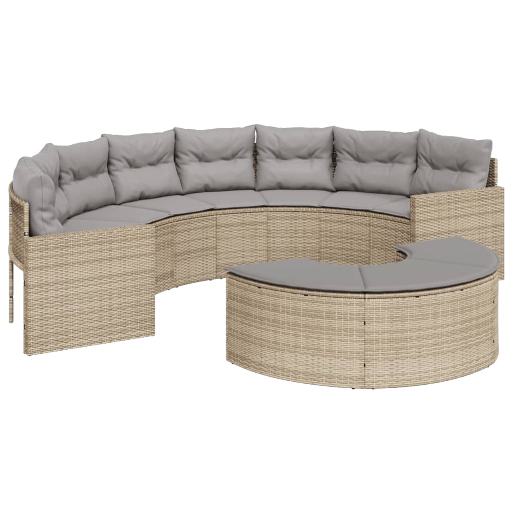 2-delige Loungeset halfrond poly rattan beige