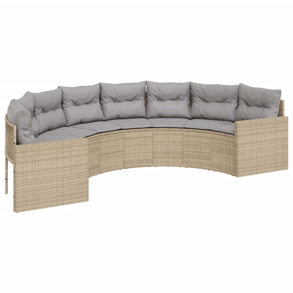 2-delige Loungeset halfrond poly rattan beige