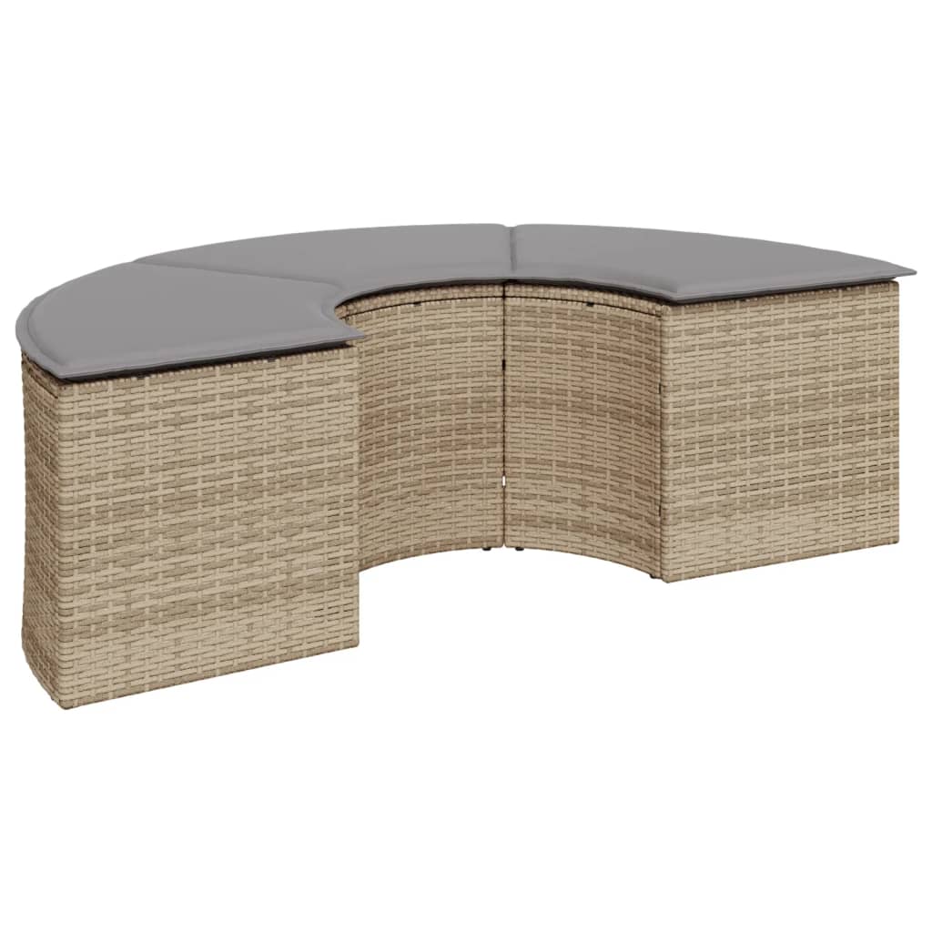 2-delige Loungeset halfrond poly rattan beige