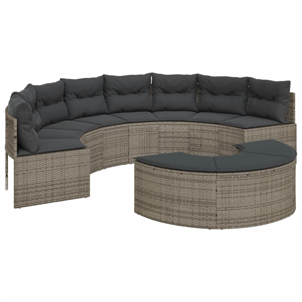 2-delige Loungeset halfrond poly rattan grijs