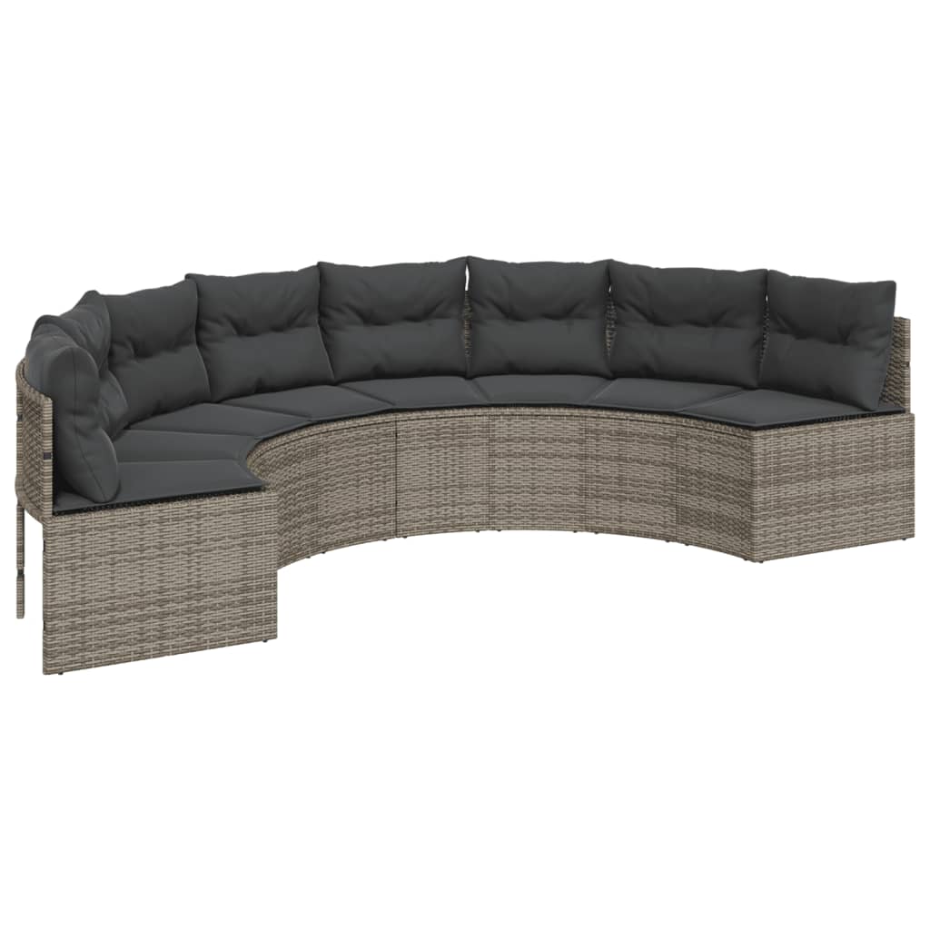 2-delige Loungeset halfrond poly rattan grijs