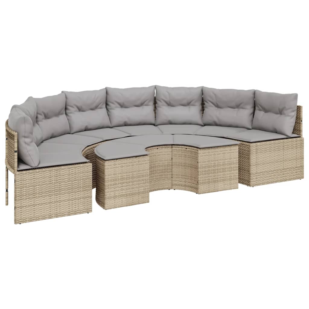 2-delige Loungeset halfrond poly rattan beige