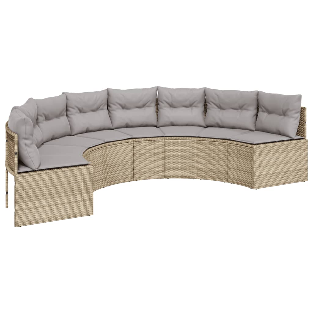 2-delige Loungeset halfrond poly rattan beige