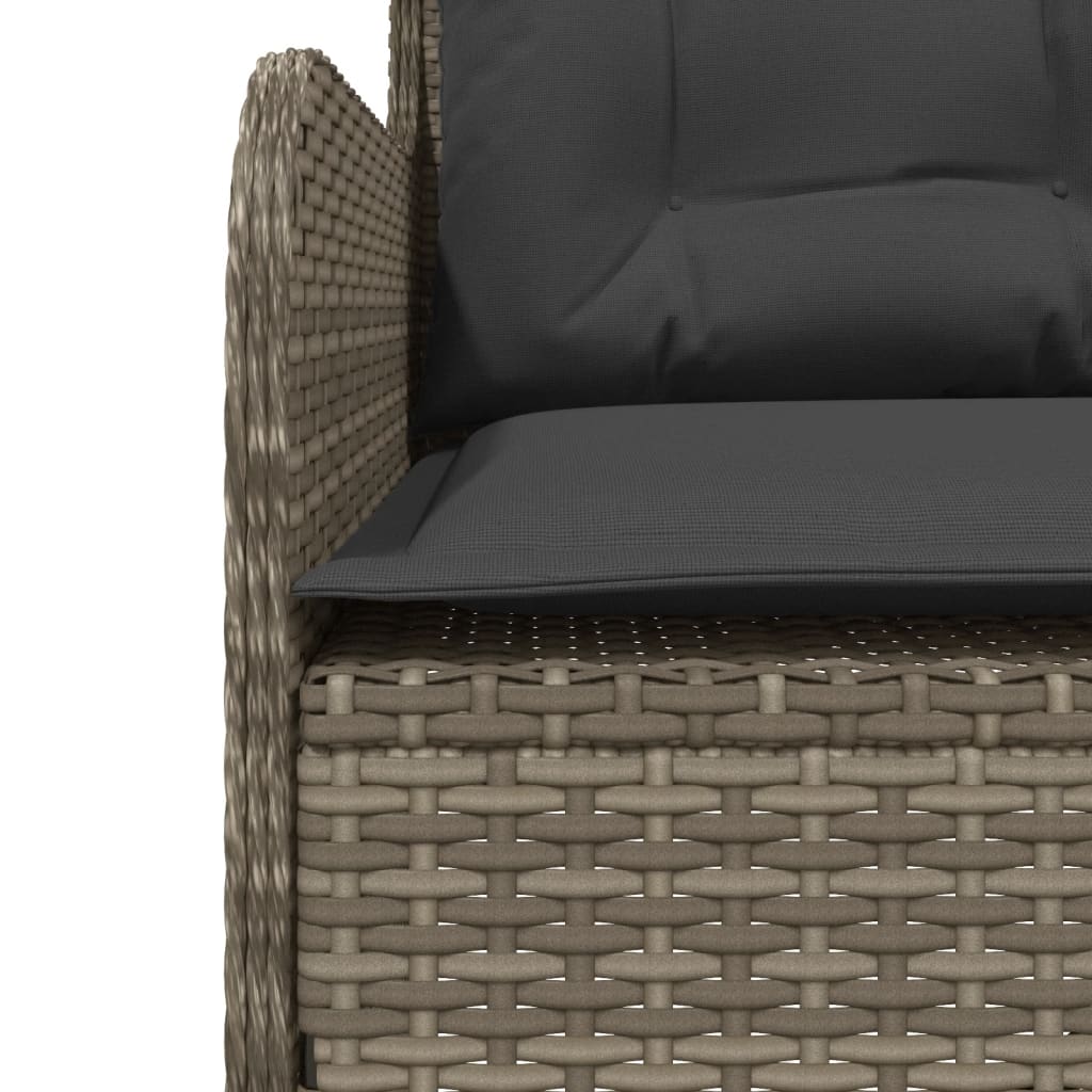 2-delige Loungeset met kussens poly rattan grijs