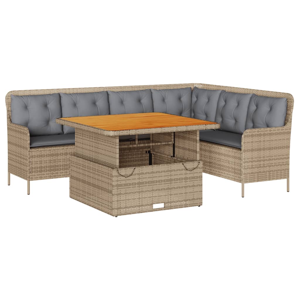 2-delige Loungeset met kussens poly rattan beige