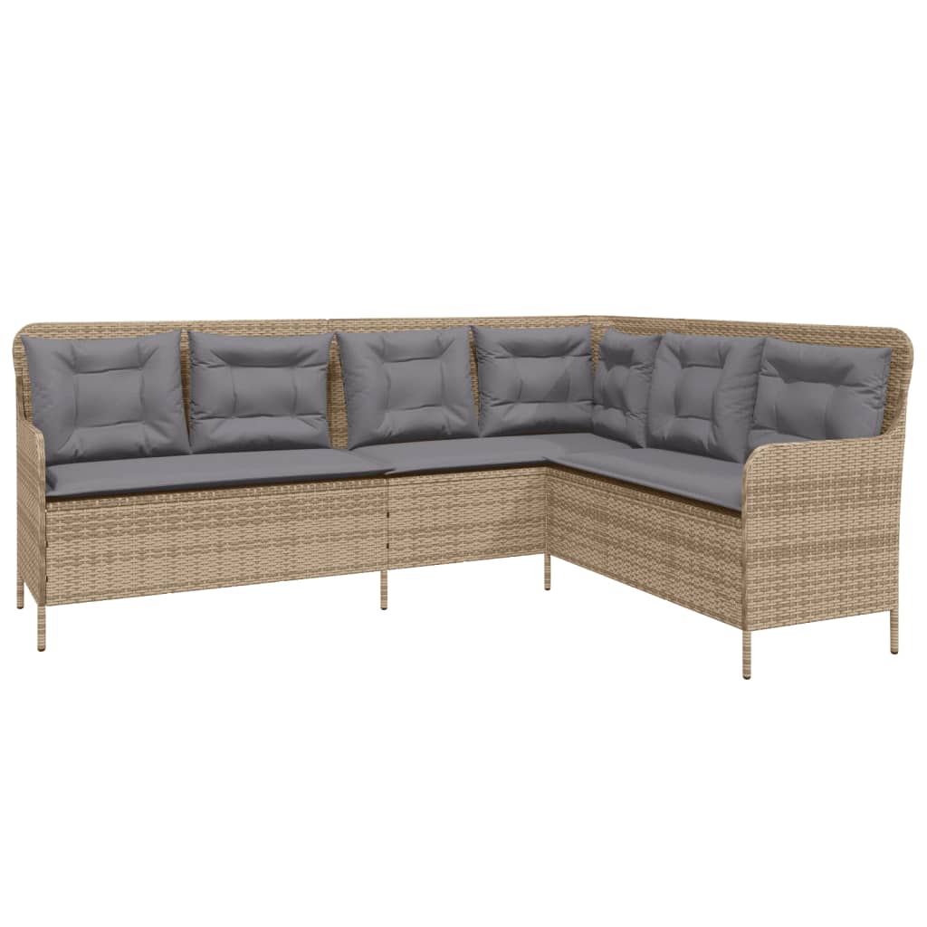 2-delige Loungeset met kussens poly rattan beige