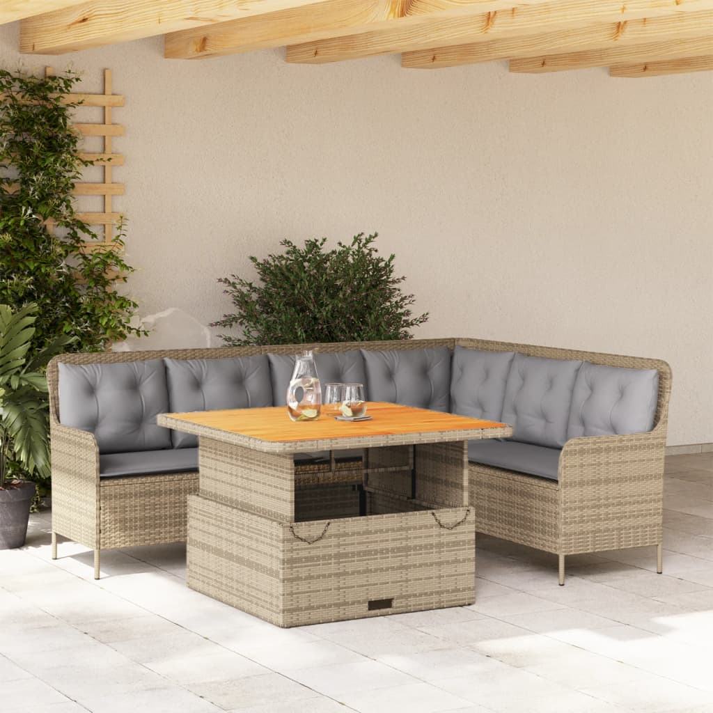 2-delige Loungeset met kussens poly rattan beige