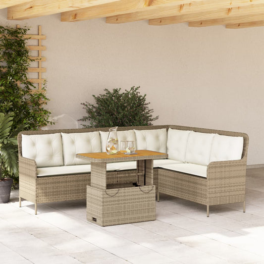 2-delige Loungeset met kussens poly rattan beige