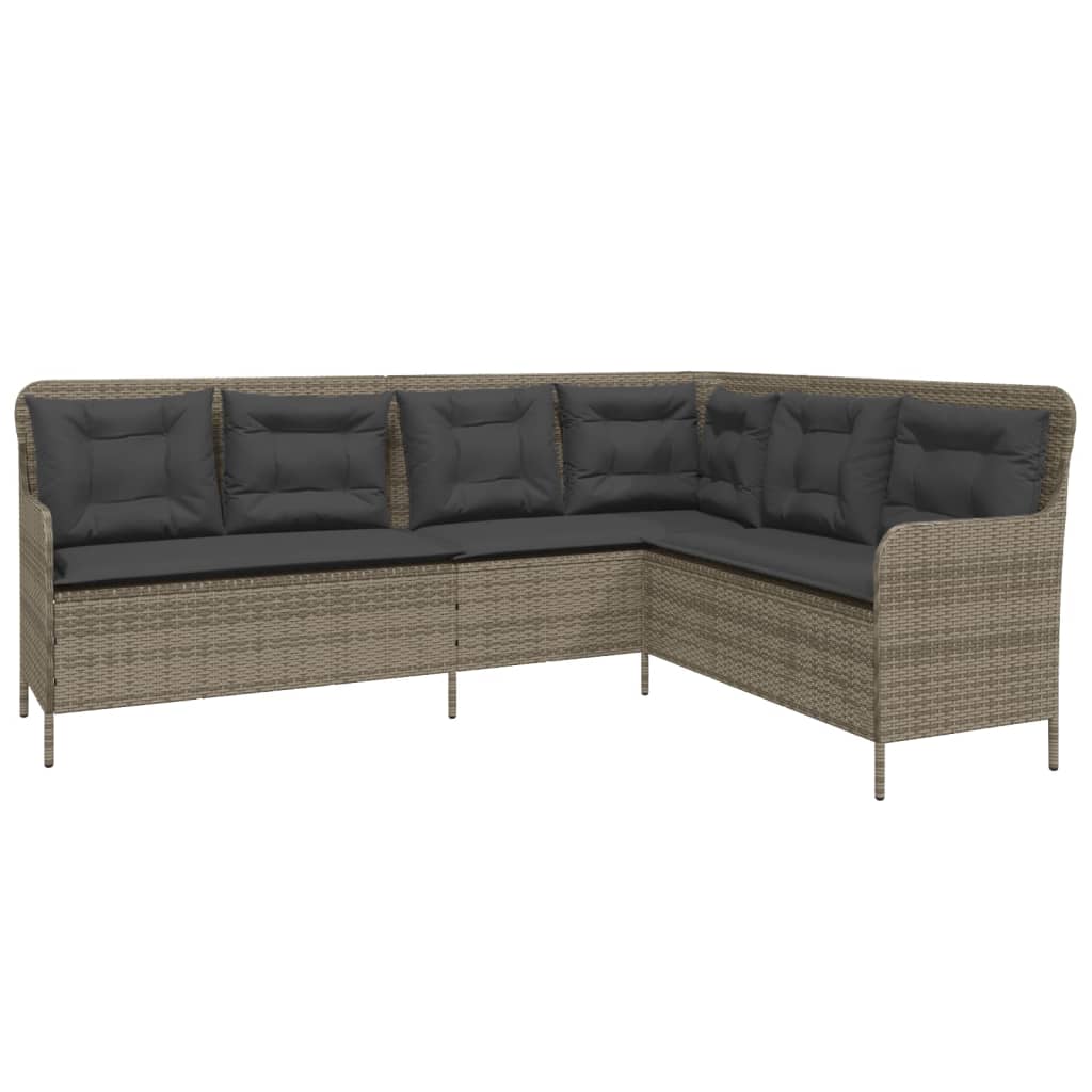 2-delige Loungeset met kussens poly rattan grijs