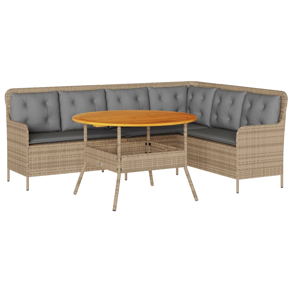 2-delige Loungeset met kussens poly rattan beige