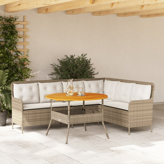 2-delige Loungeset met kussens poly rattan beige