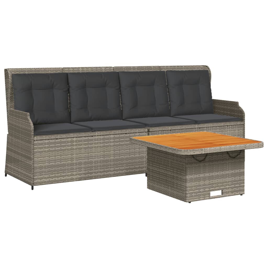 3-delige Loungeset met kussens poly rattan grijs