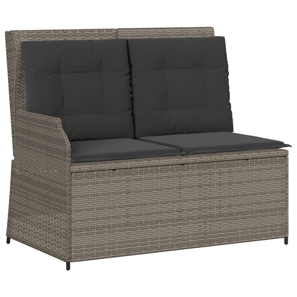 3-delige Loungeset met kussens poly rattan grijs