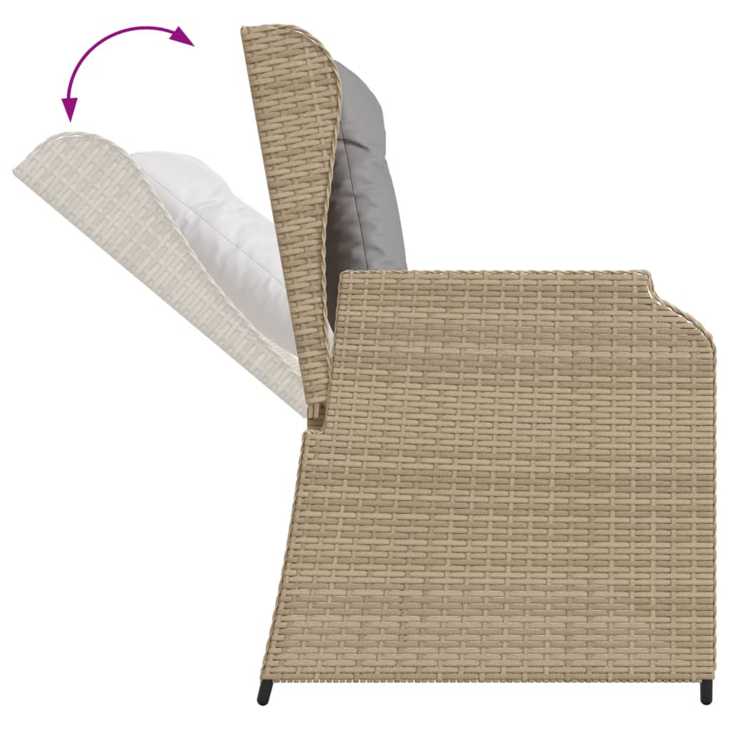 3-delige Loungeset met kussens poly rattan beige