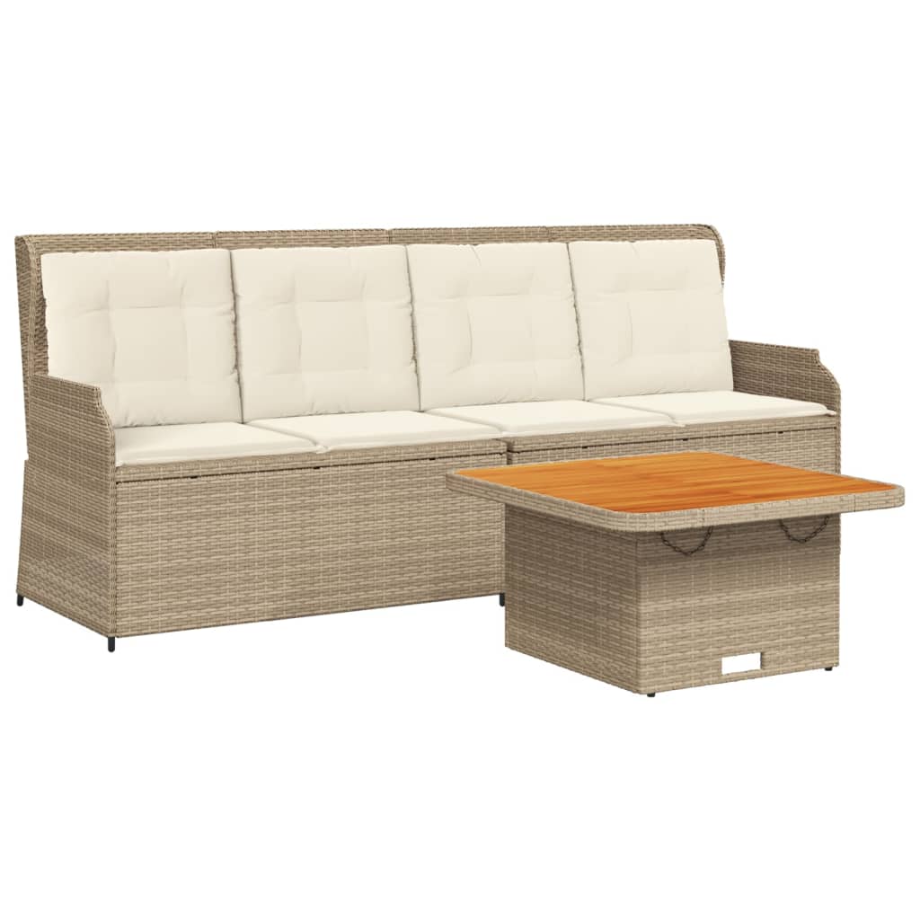 3-delige Loungeset met kussens poly rattan beige