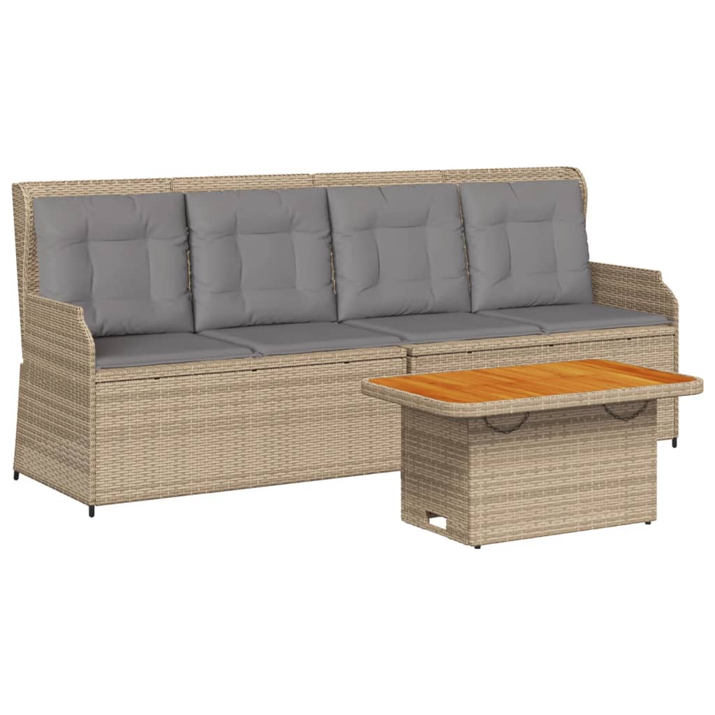 3-delige Loungeset met kussens poly rattan beige