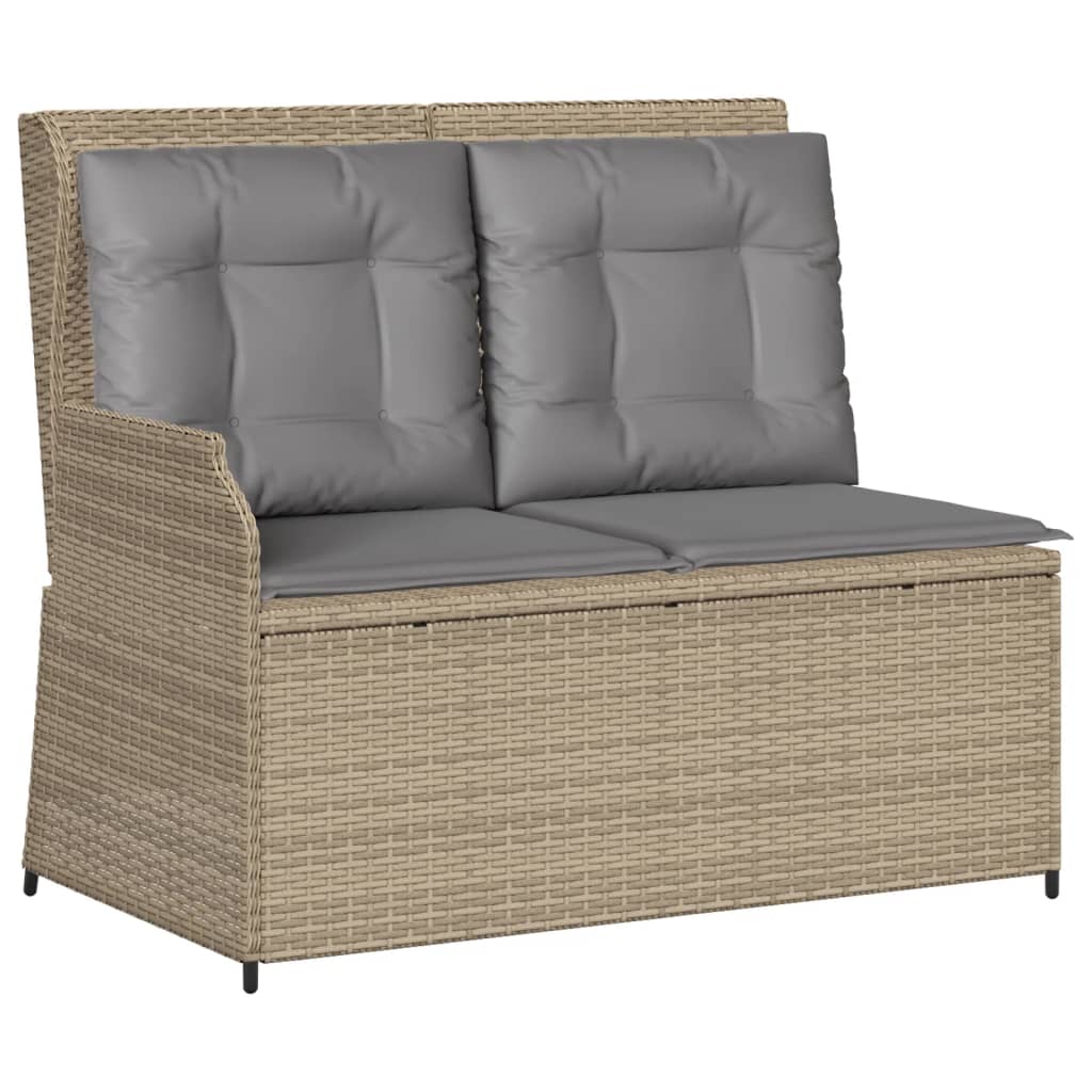 3-delige Loungeset met kussens poly rattan beige