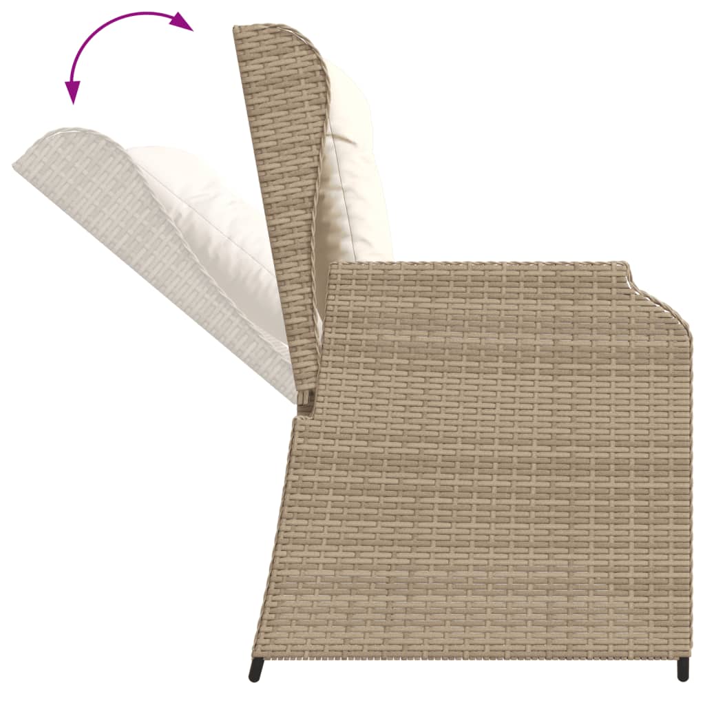 3-delige Loungeset met kussens poly rattan beige