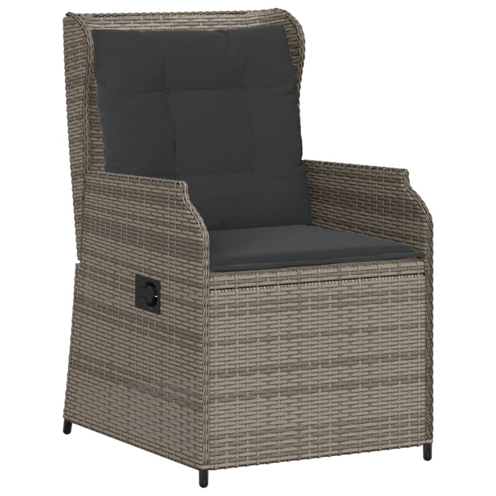 3-delige Loungeset met kussens poly rattan grijs