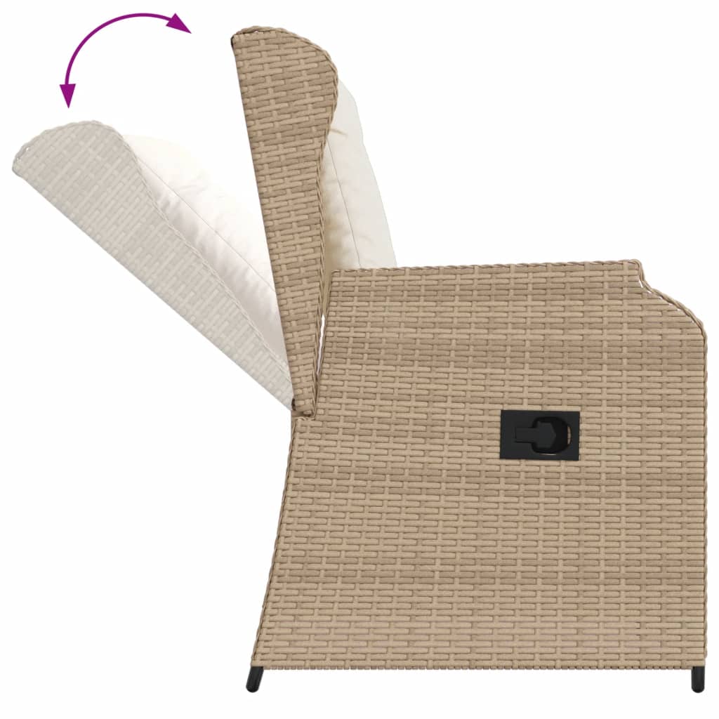 3-delige Loungeset met kussens poly rattan beige