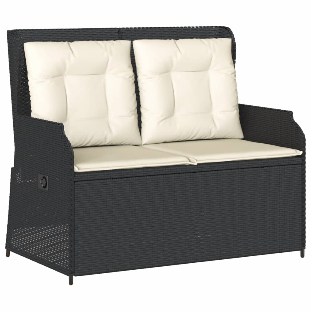 3-delige Loungeset met kussens poly rattan zwart