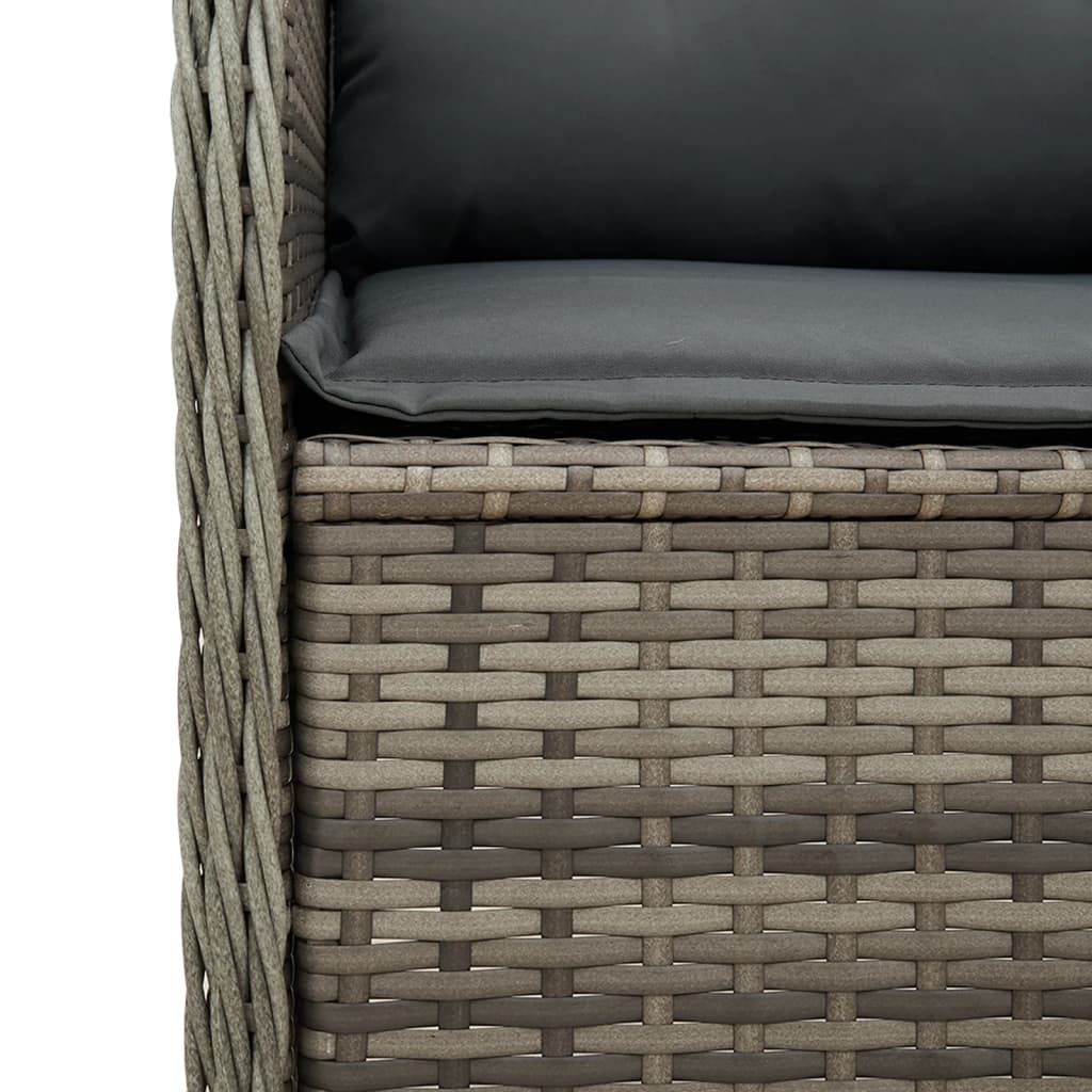 3-delige Loungeset met kussens poly rattan grijs