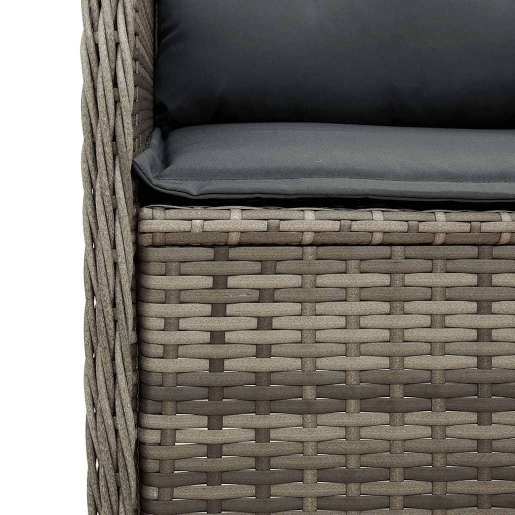 3-delige Loungeset met kussens poly rattan grijs