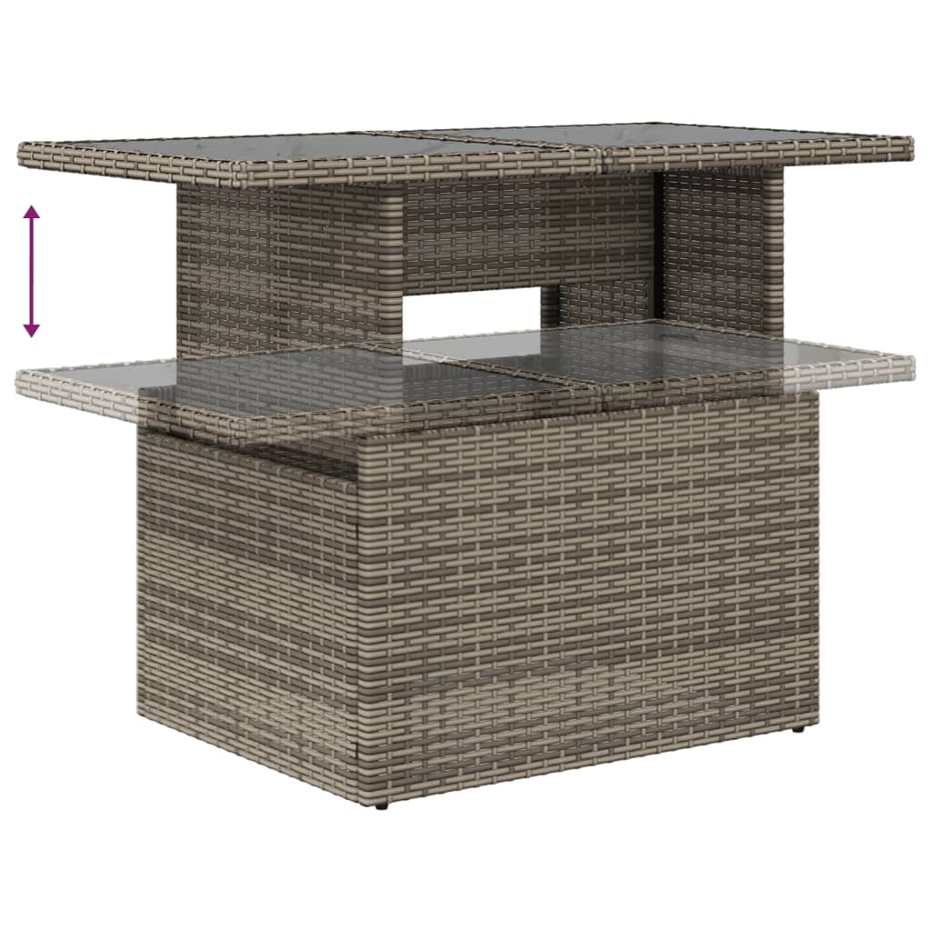 2-delige Loungeset met kussens poly rattan en glas grijs