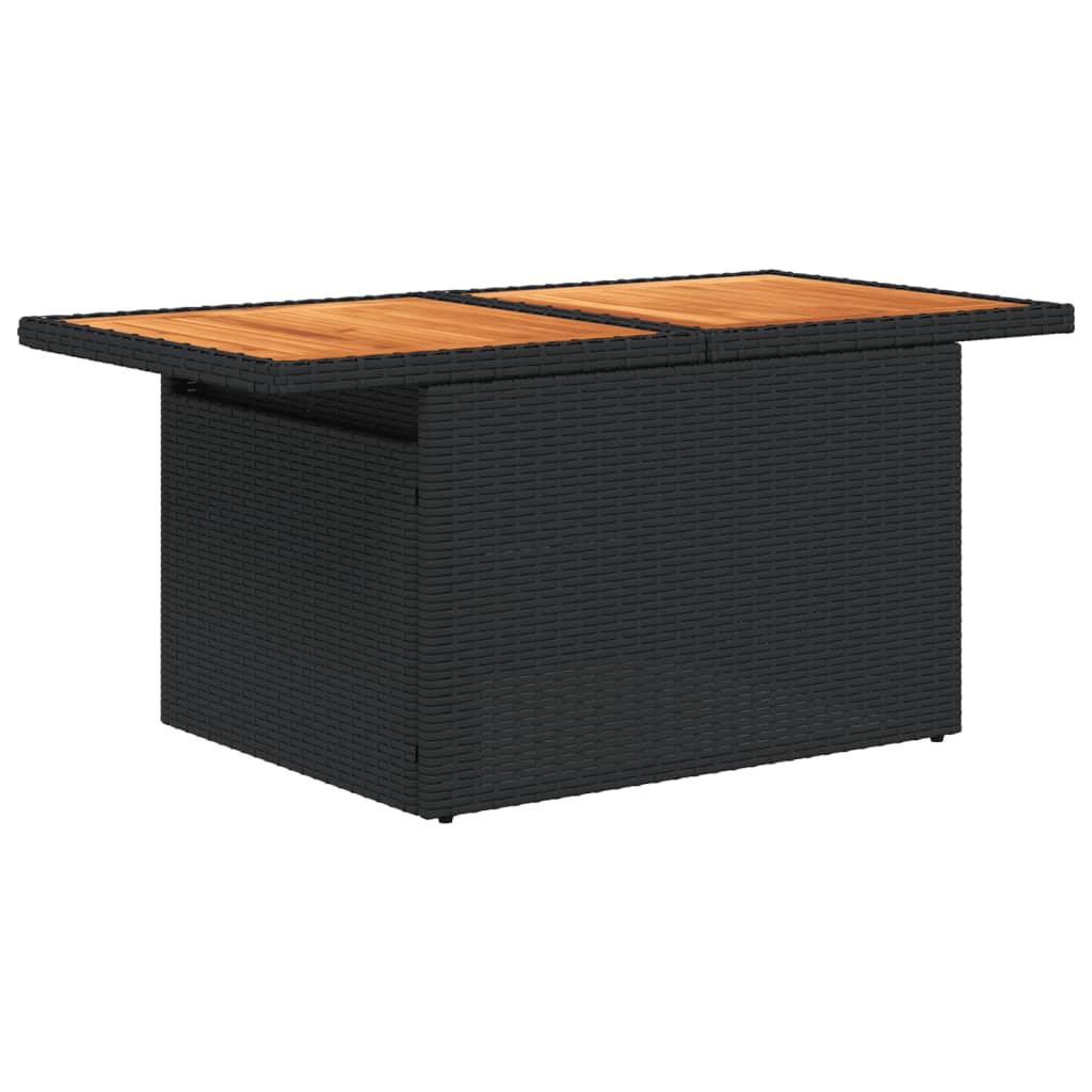 2-delige Loungeset met kussens poly rattan en acaciahout zwart