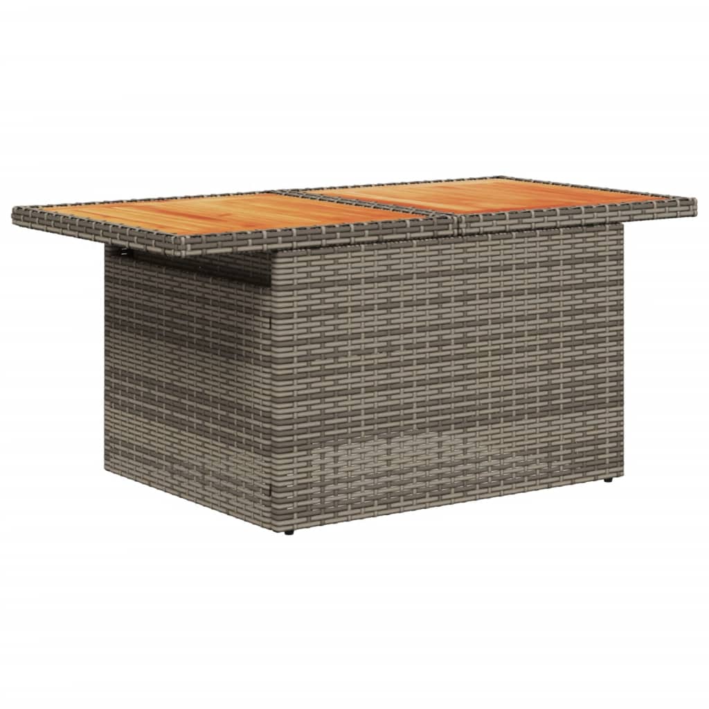 2-delige Loungeset met kussens poly rattan en acaciahout grijs