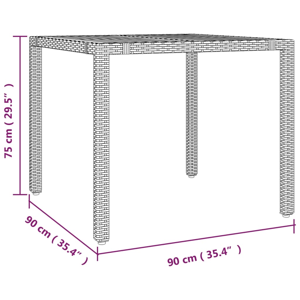 3-delige Bistroset met kussens poly rattan en acaciahout zwart