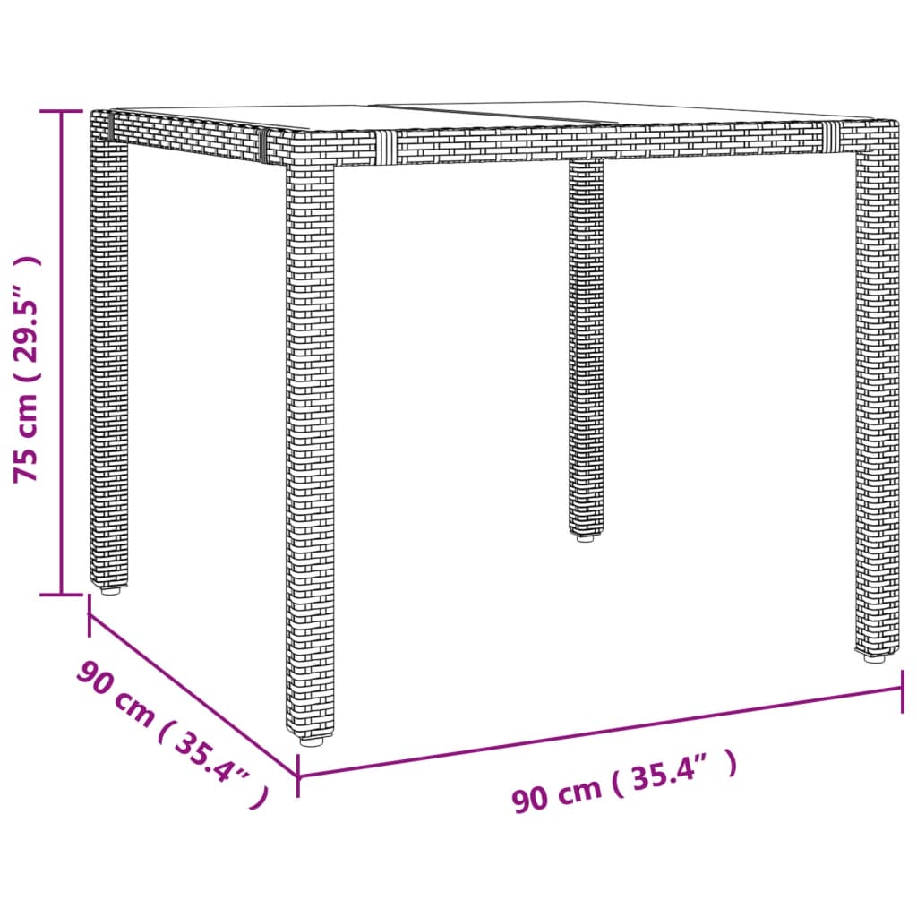 3-delige Bistroset met kussens poly rattan beige