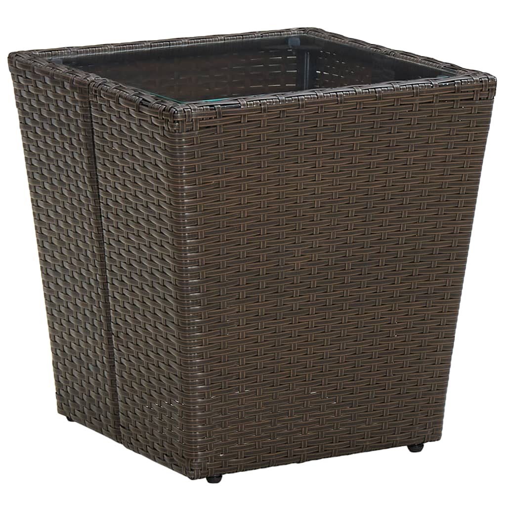 3-delige Bistroset met kussens poly rattan en glas bruin