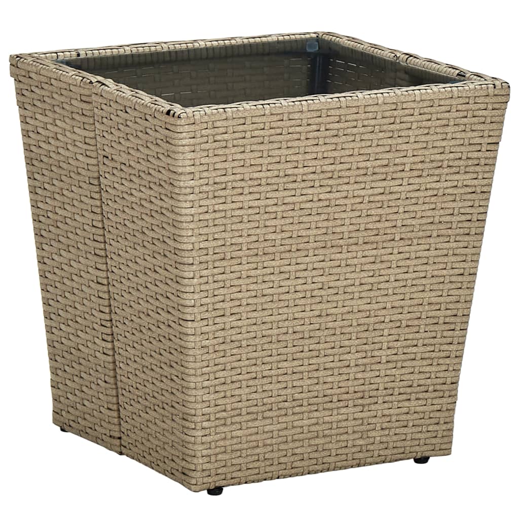 3-delige Bistroset met kussens poly rattan en glas beige