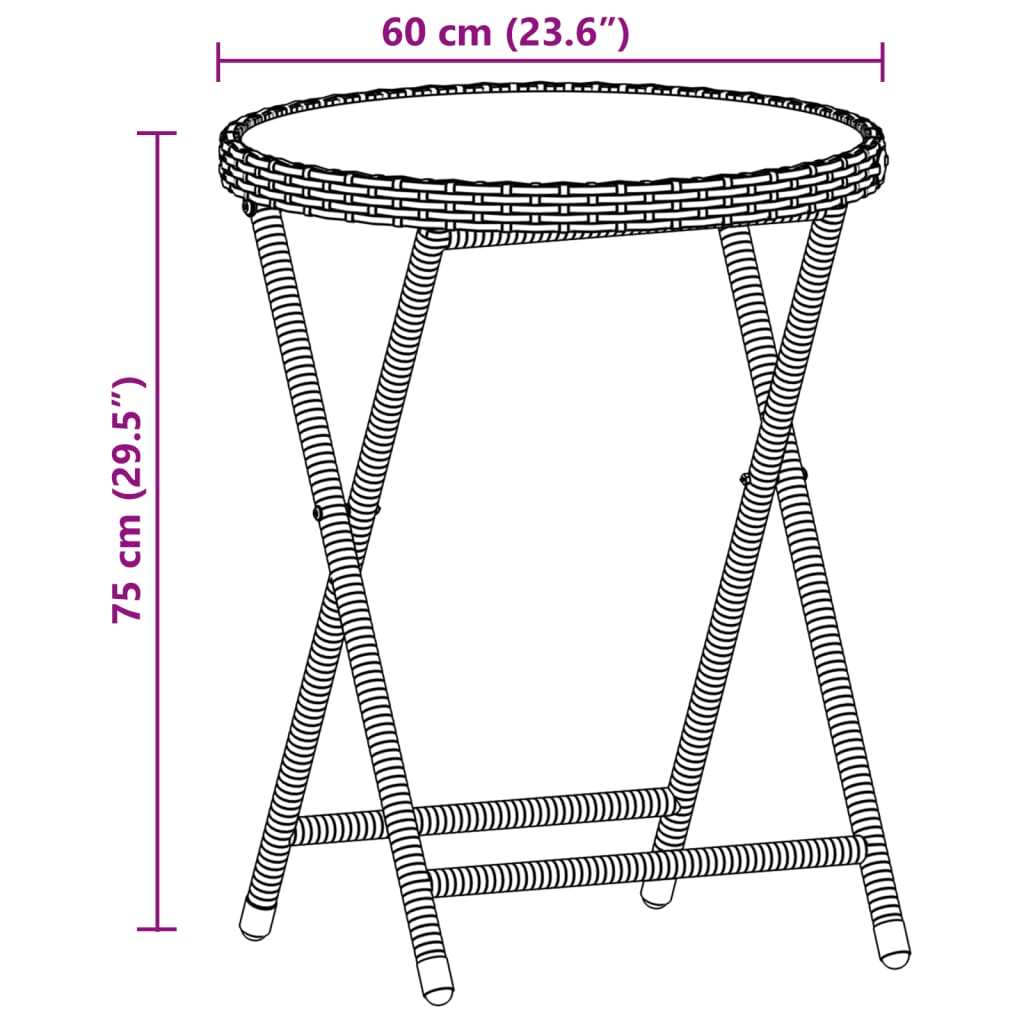 3-delige Bistroset met kussens poly rattan en glas bruin