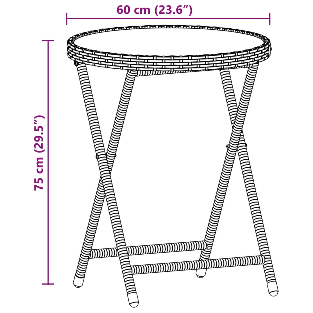 3-delige Bistroset met kussens poly rattan en glas zwart